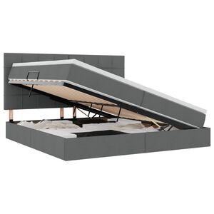 vidaXL Voodi hoiukohaga ja madratsiga Tumehall 200 x 200 cm Pol&uuml;ester