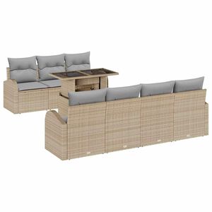 vidaXL Aia Diivanikomplekt padjaga padjaga 8 pcs Beež Pol&uuml; Rattan