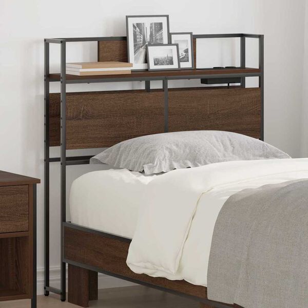 vidaXL Hoiustamispeatoe riiuliga peaga Pruun tamm 75 cm Tehispuit