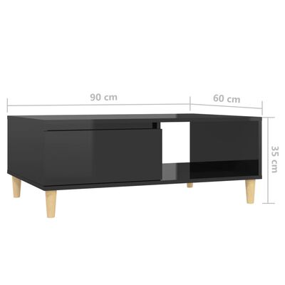 vidaXL kõrgläikega kohvilaud, must, 90x60x35 cm puitlaastplaat