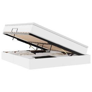 vidaXL Voodi hoiukohaga ja madratsiga Valge 180 x 200 cm Kunstnahk