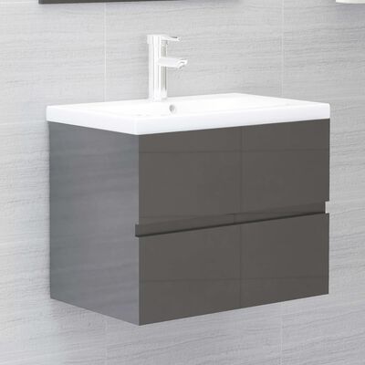 vidaXL 2-osaline vannitoamööbel, kõrgläikega, hall, puitlaastplaat