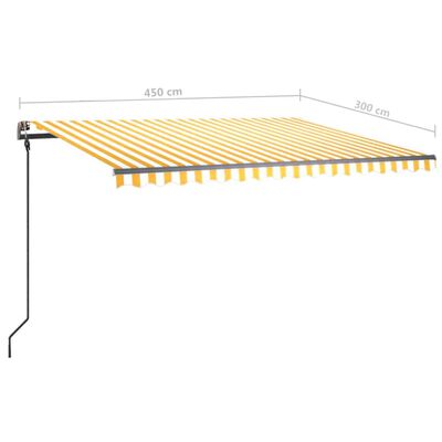 vidaXL automaatne varikatus LED ja tuuleandur 4,5x3 m kollane ja valge