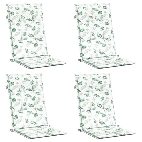 vidaXL kõrge seljatoega toolipadjad 4 tk, lehemuster, kangas