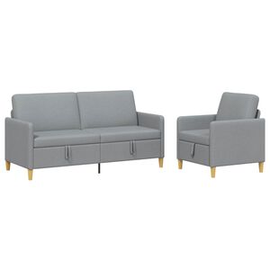 vidaXL Diivanikomplekt koos hoiustamisega 2 pcs Helehall Pol&uuml;ester
