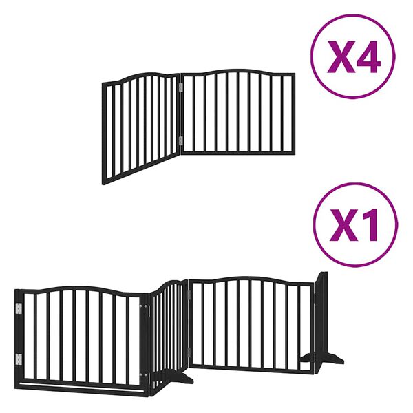 vidaXL kokkupandav koerav&auml;rav uksega, 12 paneeli, must 960 cm, pappel