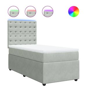 vidaXL kontinentaalvoodi madratsiga, helehall, 100x200 cm, samet