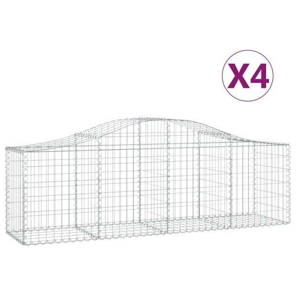 vidaXL kaarekujulised gabioonkorvid 4 tk, 200x50x60/80 cm, raud