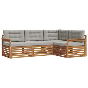 vidaXL V&auml;li diivanikomplekt padjaga 4 pcs Looduslik ja Hele Hall