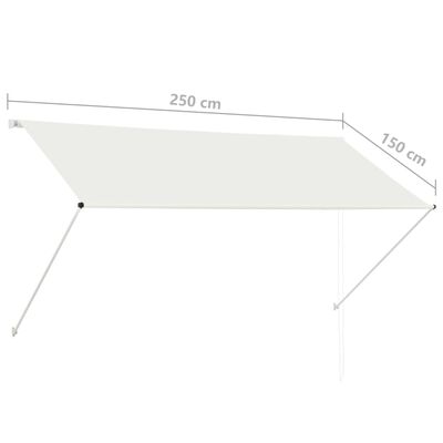 vidaXL kokkupandav varikatus, 250 x 150 cm, kreemjas