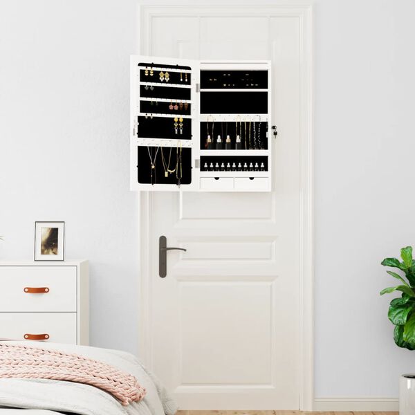 vidaXL seinale kinnitatav ehetekapp peegli ja LED-tuledega, valge