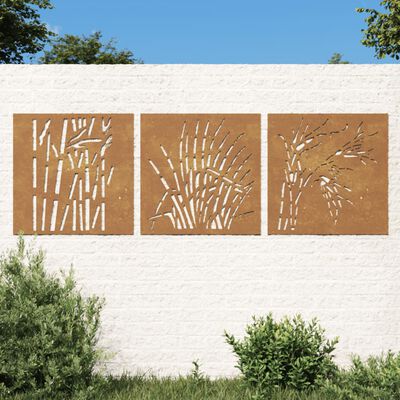 vidaXL aia seinakaunistus, 3 osa, 105x55 cm, Corteni teras murudisain