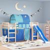 vidaXL kardinad ja tunnel kõrgele voodile, sinine, polüester