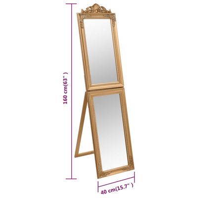 vidaXL eraldiseisev peegel, kuldne, 40 x 160 cm