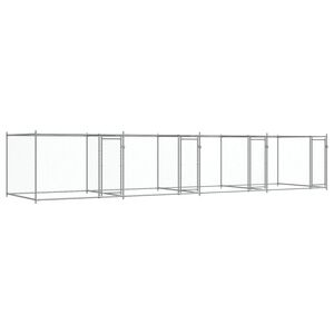 vidaXL koeraaedik, ustega, hall, 8 x 2 x 1,5 m, tsingitud teras