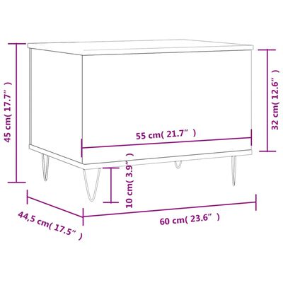 vidaXL kohvilaud, must, 60 x 44,5 x 45 cm, tehispuit