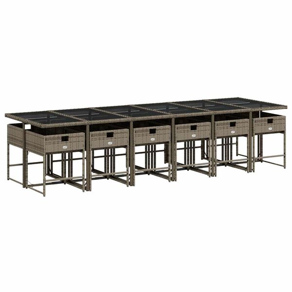 vidaXL 13-osaline aia s&ouml;&ouml;gim&ouml;&ouml;bli komplekt patjadega, hall, pol&uuml;rotang