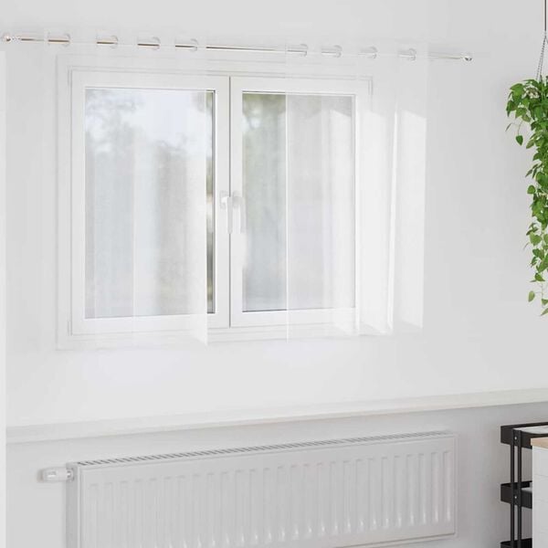 vidaXL Voile Kardin kardinatega 2 pcs Valge 140 x 140 cm Polüester