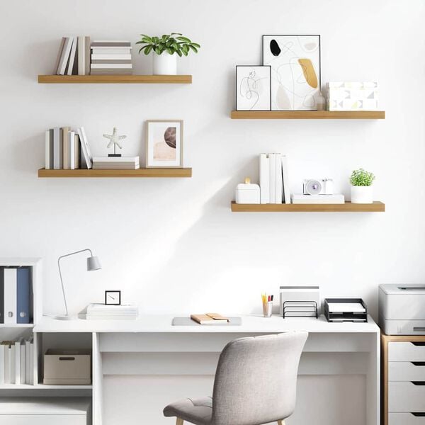 vidaXL Seinariiul ladustamisega 4 pcs Pruun 90 x 23,5 x 4 cm Tehispuit