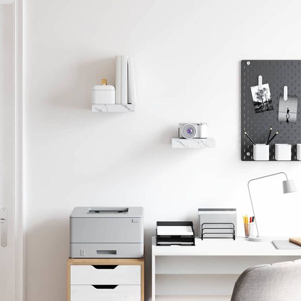 vidaXL Seinariiul 2 pcs Valge Marmor 23 x 23,5 x 4 cm Tehispuit