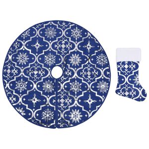 vidaXL luksuslik j&otilde;ulupuu alune lina, sokiga, sinine, 90 cm, kangas