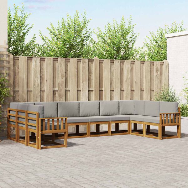 vidaXL V&auml;li diivanikomplekt padjaga 10 pcs Looduslik ja Hele Hall