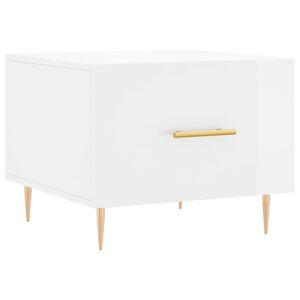 vidaXL kohvilaud, k&otilde;rgl&auml;ikega valge, 50 x 50 x 40 cm, tehispuit