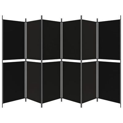 vidaXL 6 paneeliga ruumijagaja, must, 300 x 180 cm, kangas