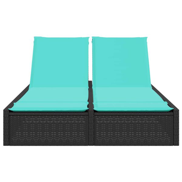 vidaXL kaheinimese p&auml;evitustool patjadega, must pol&uuml;rotang