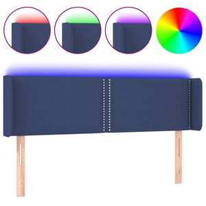 vidaXL LED-voodipeats, sinine, 147x16x78/88 cm, kangas