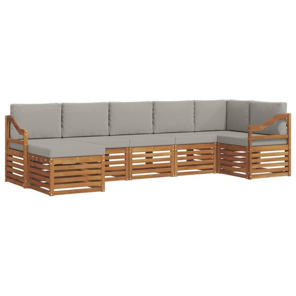 vidaXL Diivanikomplektid 7 pcs Looduslik ja Hele Hall Tugev akatsiapuu