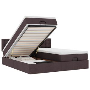 vidaXL Ottomani voodiraam madratsitega, tumepruun, 160x200cm, kangas