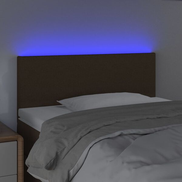 vidaXL LED-voodipeats, tumepruun, 100x5x78/88 cm, kangas