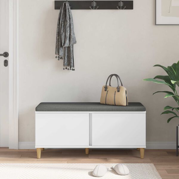 vidaXL Hallipink padjaga ladustamisega uksega Valge 100 x 38 x 46 cm