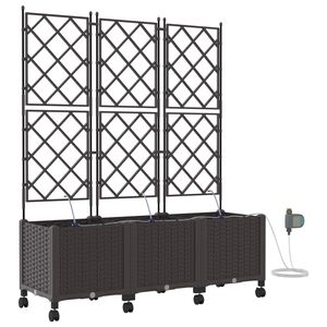 vidaXL Aiakonteiner Kastmise ja Ratastega 3 tk Pruun 120 x 40 x 148 cm