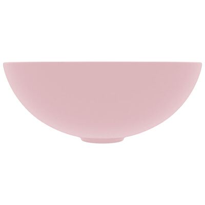 vidaXL vannitoavalamu keraamiline, matt roosa, ümmargune