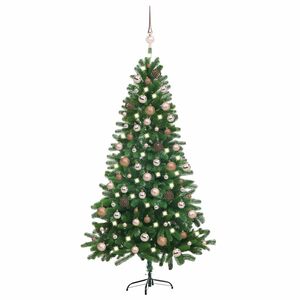 vidaXL valgustusega kunstkuusk kuulidega, roheline, 180 cm