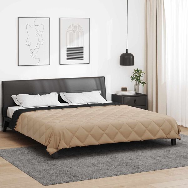 vidaXL T&auml;ispika aasta tekk Must ja taupe 220 x 200 cm Mikrokiud