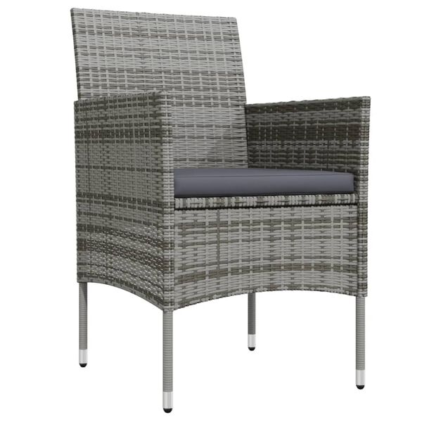 vidaXL 7-osaline aiamööbli komplekt patjadega, hall ja must