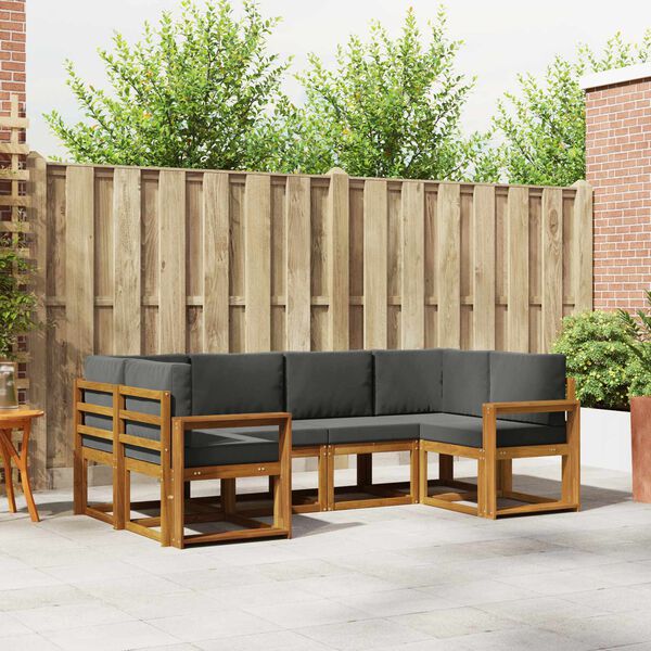 vidaXL V&auml;li diivanikomplekt padjaga 6 pcs Looduslik ja antriit