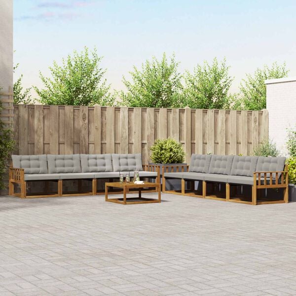 vidaXL V&auml;li diivanikomplekt padjaga 9 pcs Looduslik ja Hele Hall