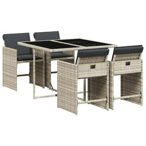 vidaXL 5-osaline aiam&ouml;&ouml;bli komplekt patjadega, helehall, pol&uuml;rotang