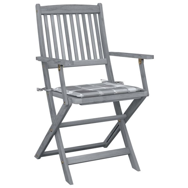 vidaXL kokkupandavad aiatoolid, 4 tk, patjadega, akaatsiapuit