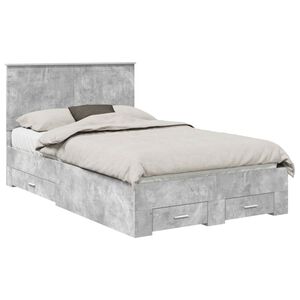 vidaXL Voodi raam peaga sahtliga Betoonhall 120 x 200 cm Tehispuit