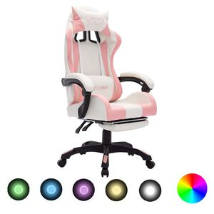 vidaXL v&otilde;idus&otilde;idutool RGB LED-tuledega, roosa ja valge, kunstnahk