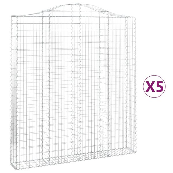 vidaXL kaarekujulised gabioonkorvid 5 tk, 200x30x220/240 cm, raud