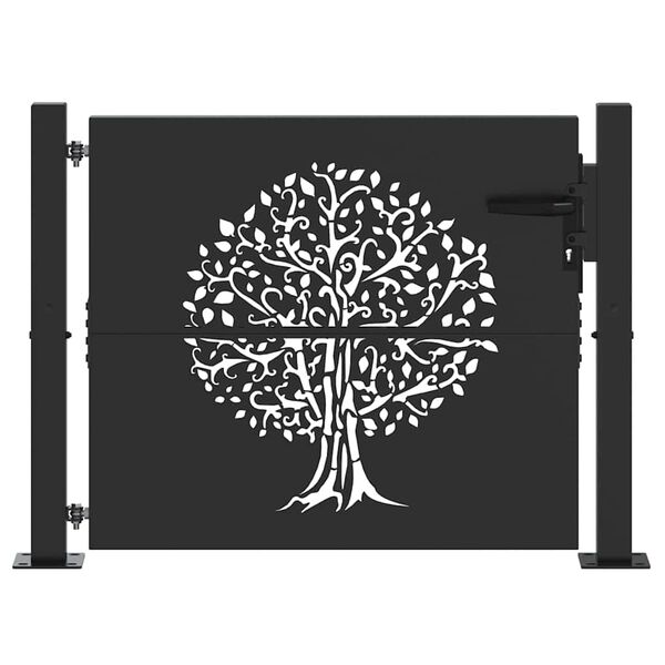 vidaXL Aia aed lukuga Must 100 x 100 cm Pulbervärvitud Teras