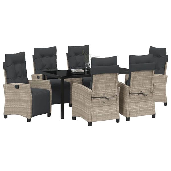 vidaXL Aia söögilaudade komplekt padjaga 7 pcs Helehall polürotang