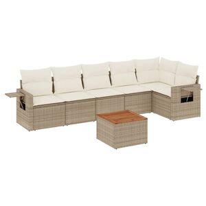 vidaXL 7-osaline aiadiivani komplekt patjadega, beež, pol&uuml;rotang
