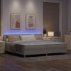 vidaXL LED Box Spring Voodi peaga Pruunikashall 200 x 200 cm kangas